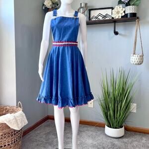 Handmade Denim Jumper Dress Overalls Bibs Size Small 4/6
